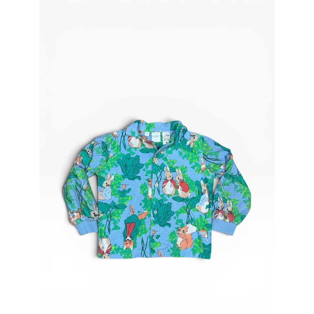 Peter Rabbit Beatrix Potter Kids Pajama Top Blue‎ Storybook Print Size 6